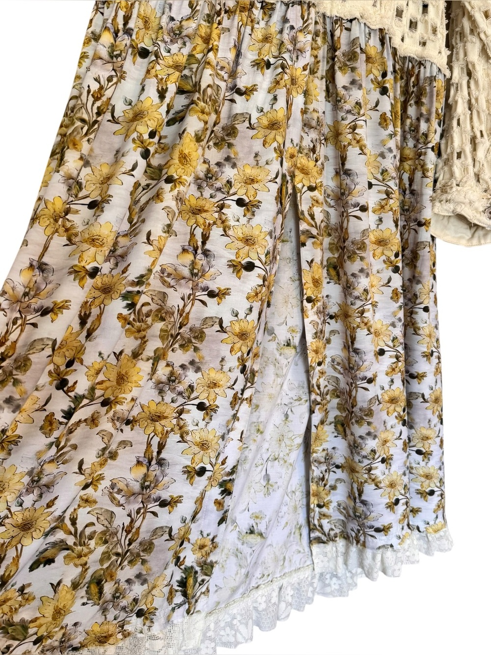 POL Crochet & Floral Duster Cardigan L 22” p2p Cream $115 Retail GUC - Picture 10 of 15